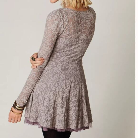 Free People Floral Lace Fit and Flare Dress Medium - Picture 3 of 12